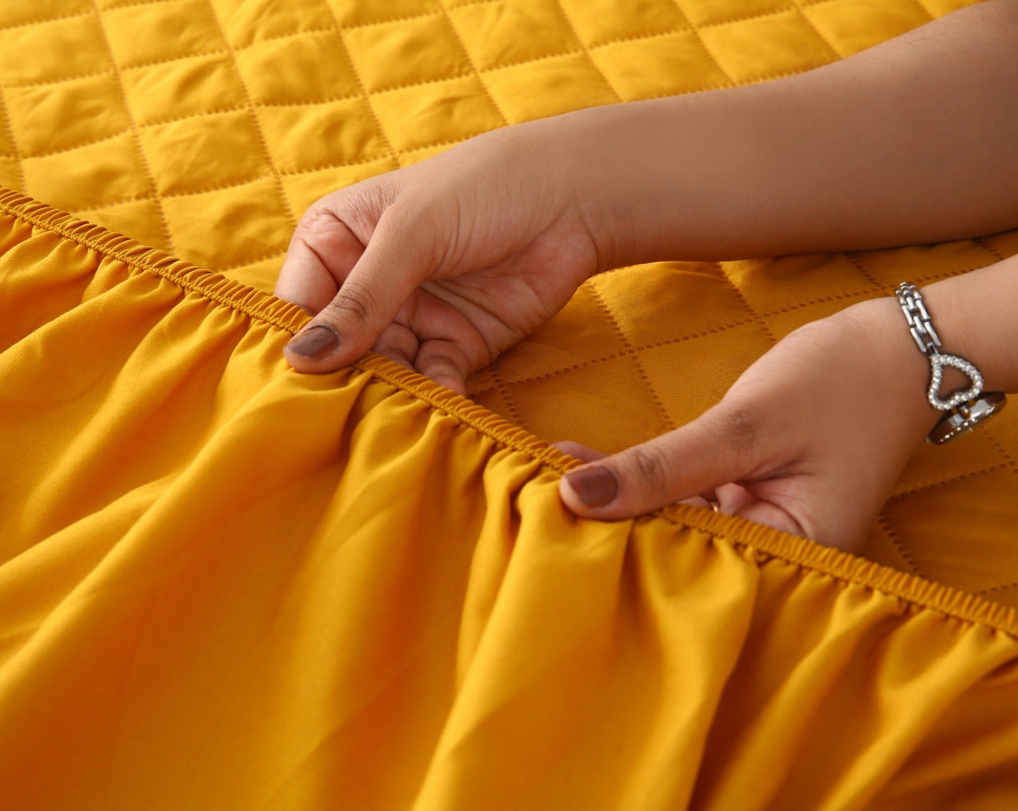 Quilted Waterproof Mattress Protector-Mustard Protectors Apricot