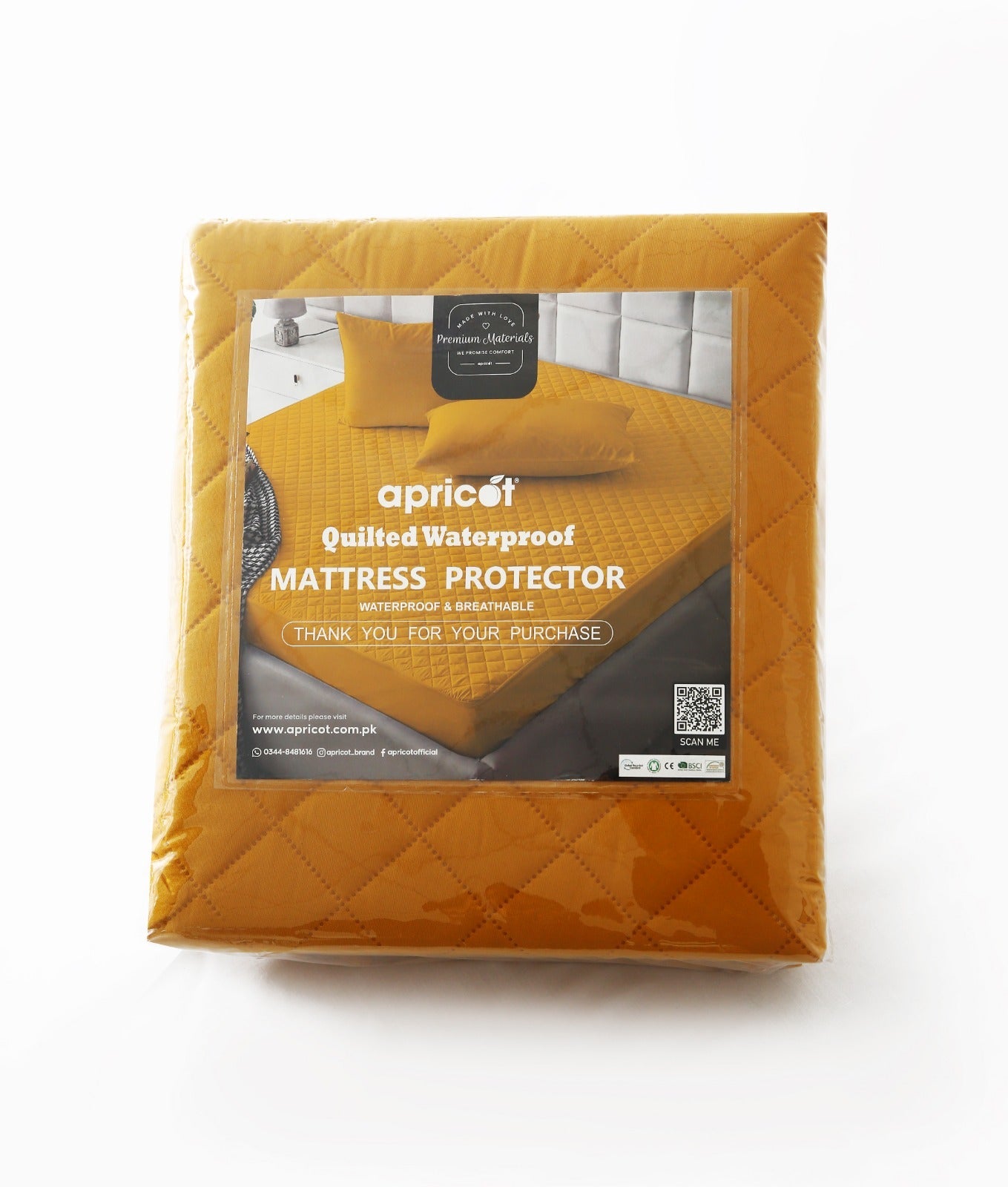 Quilted Waterproof Mattress Protector-Mustard Protectors Apricot