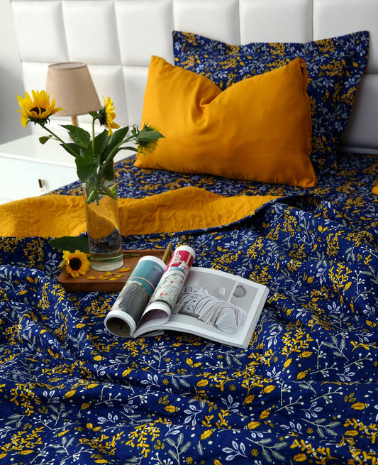 6 PCs Printed Bed Spread Set-Daffodil Bed Spread Apricot