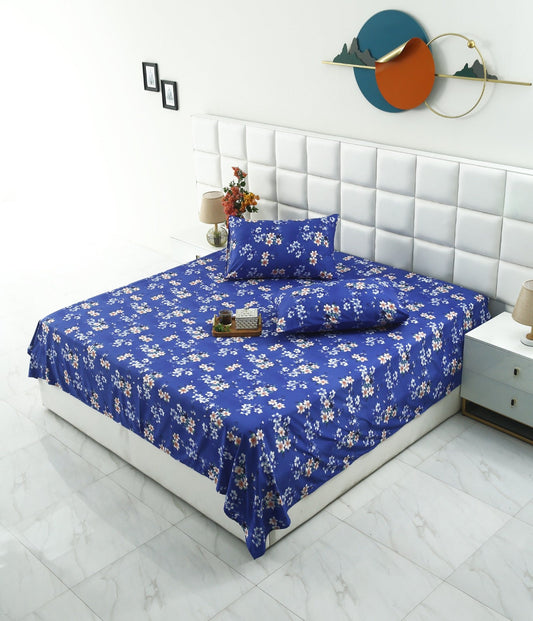 3 PCs Double Bed Sheet-Phlox Bed Sheets Apricot