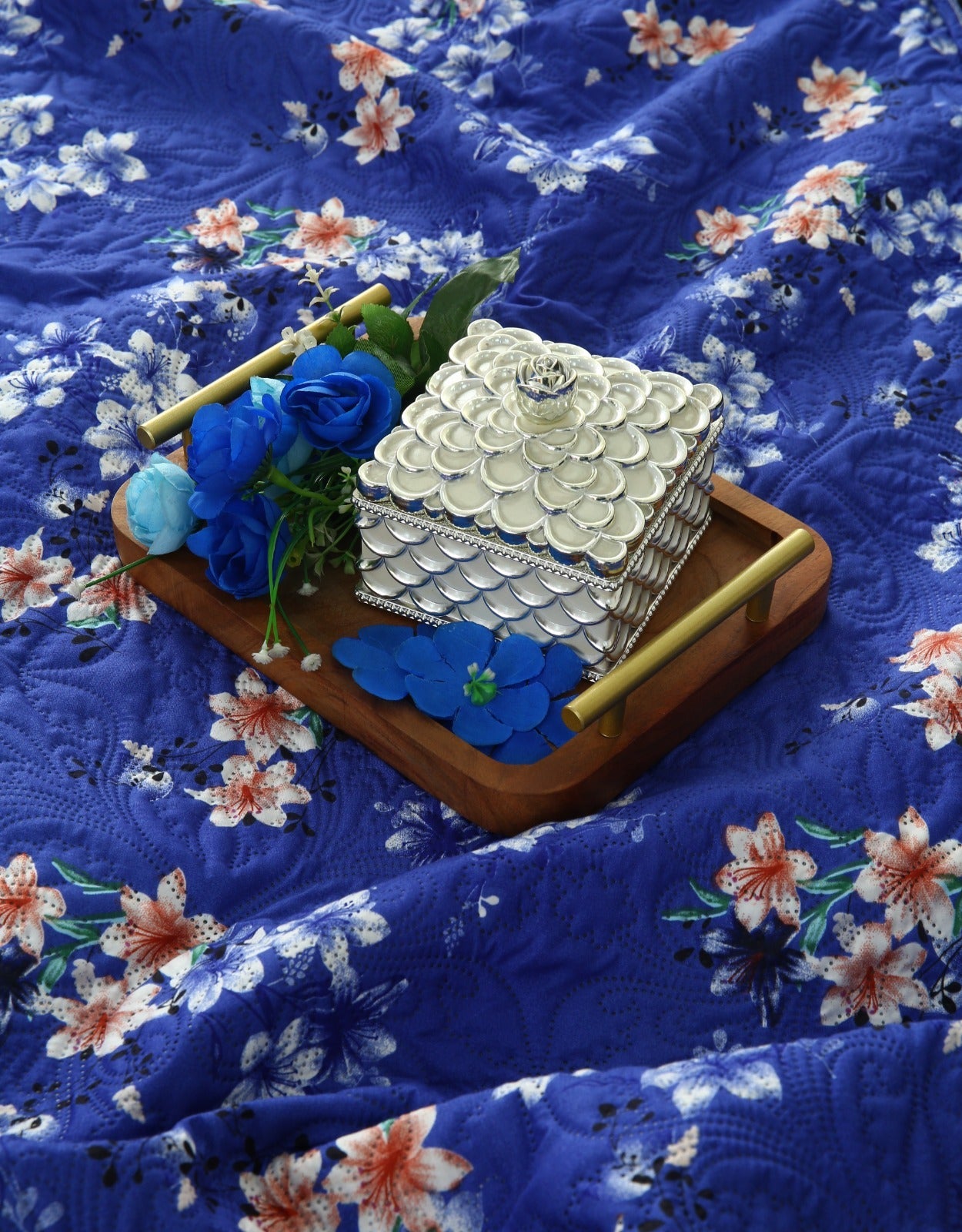 6 PCs Printed Bed Spread Set-Phlox Bed Spread Apricot