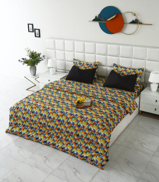 6 PCs Summer Comforter Set-Coral Rush Bed Spread Apricot