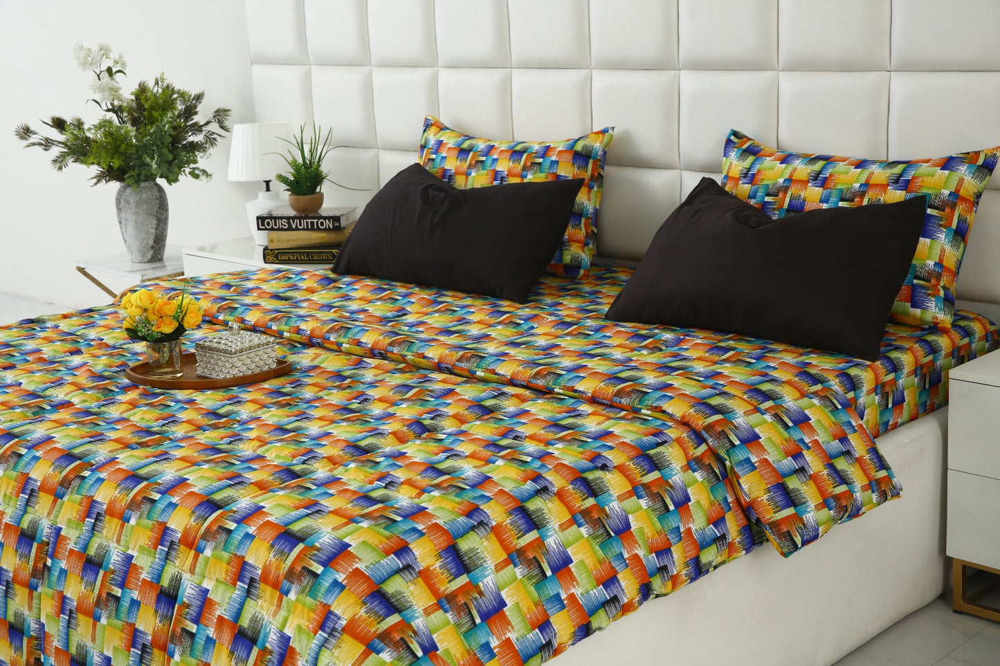 6 PCs Summer Comforter Set-Coral Rush Bed Spread Apricot