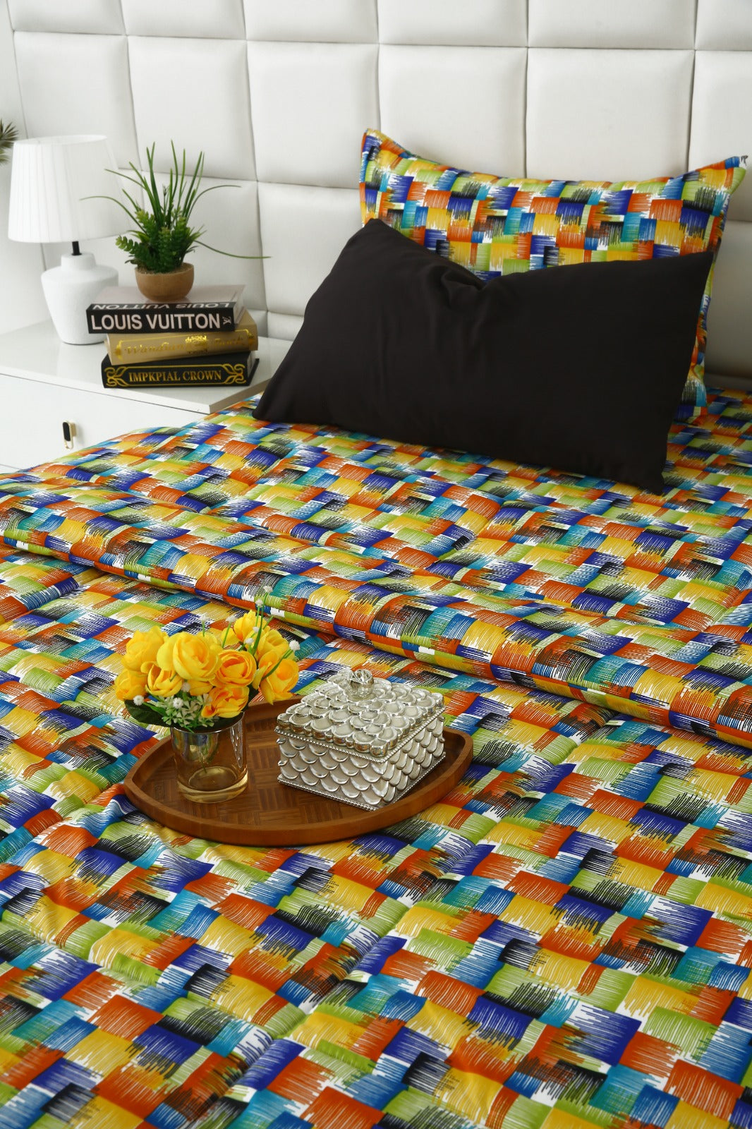 6 PCs Summer Comforter Set-Coral Rush Bed Spread Apricot