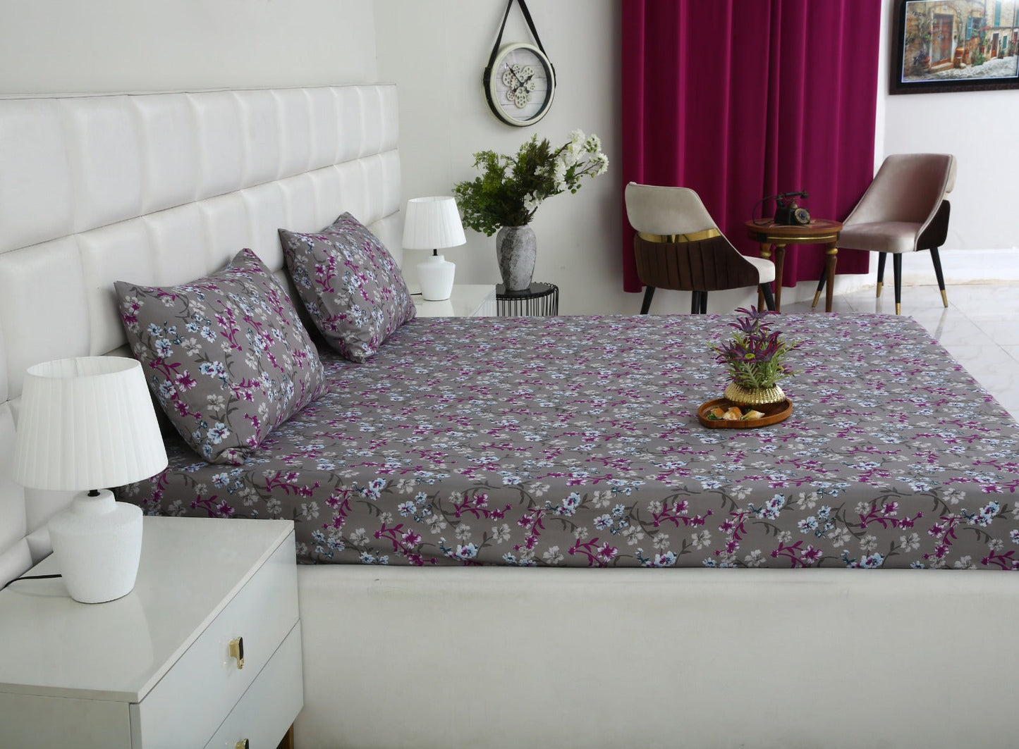 Fitted Bed Sheet-Spring Flowers Fitted Sheets Apricot