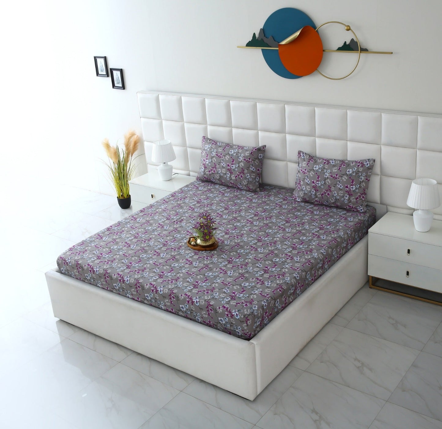 Fitted Bed Sheet-Spring Flowers Fitted Sheets Apricot