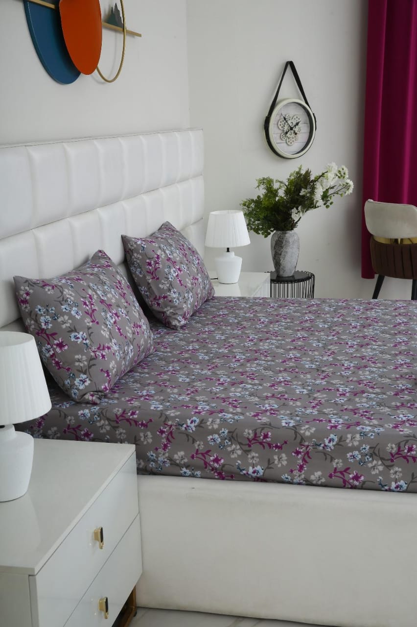 Fitted Bed Sheet-Spring Flowers Fitted Sheets Apricot