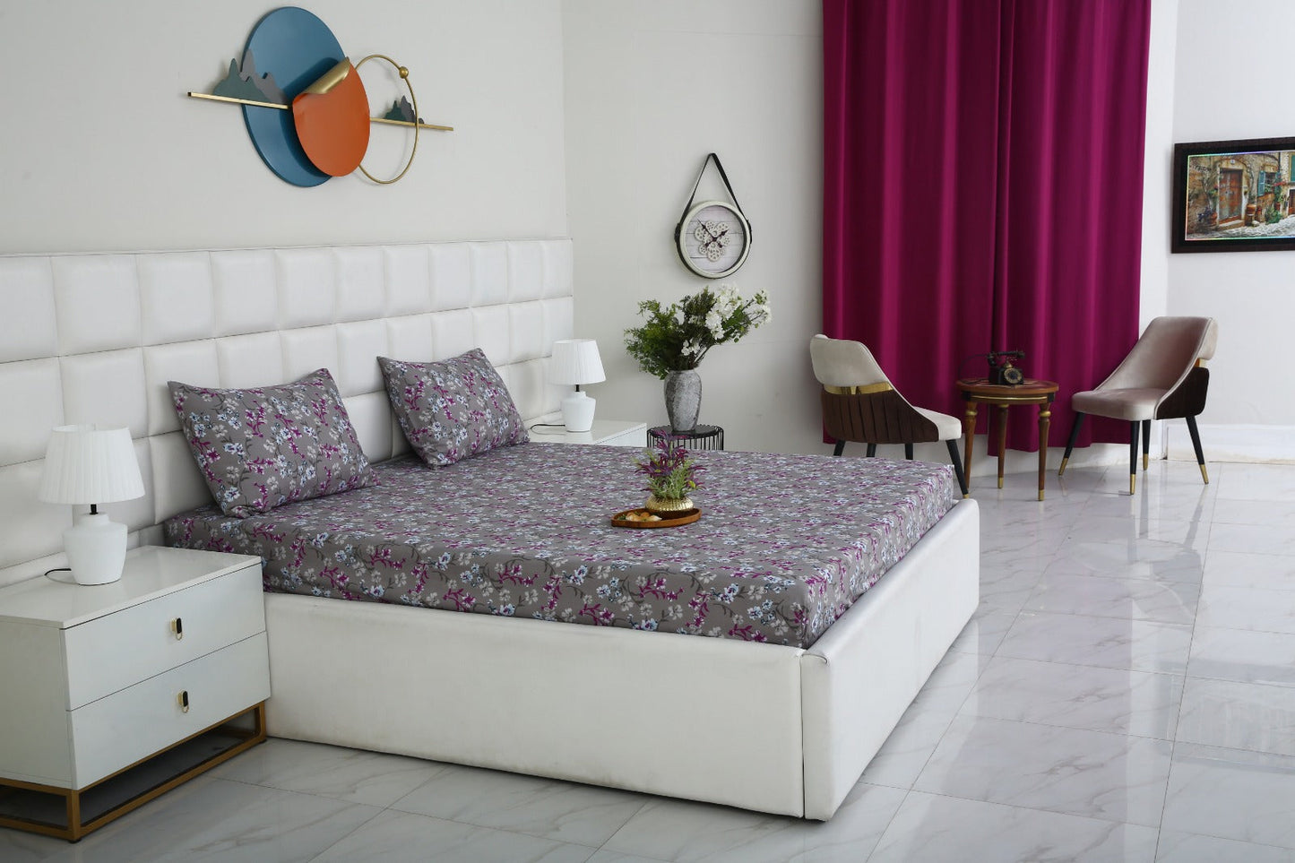 Fitted Bed Sheet-Spring Flowers Fitted Sheets Apricot