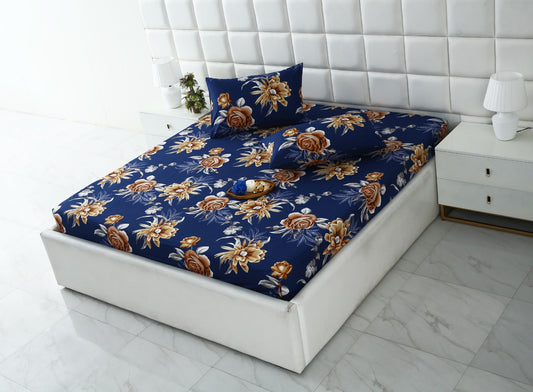 Fitted Bed Sheet-Ethnic Flowers Fitted Sheets Apricot