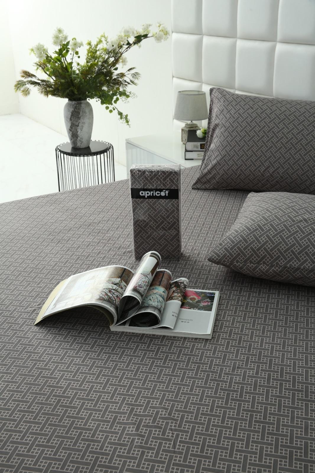 Fitted Bed Sheet-Light Plaid Fitted Sheets Apricot