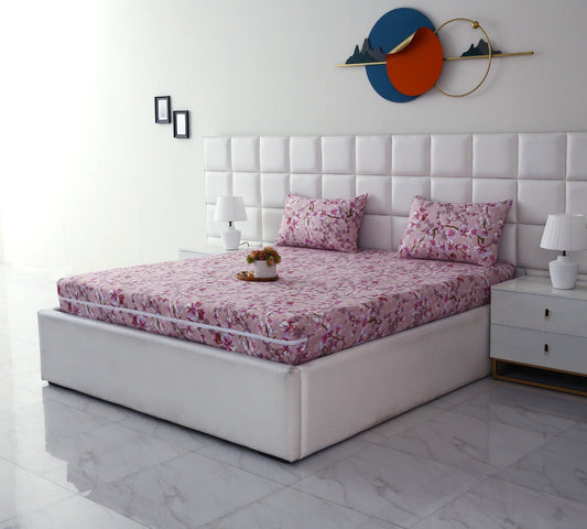 Zipper Mattress Cover Printed-Bloom Bliss Protectors Apricot