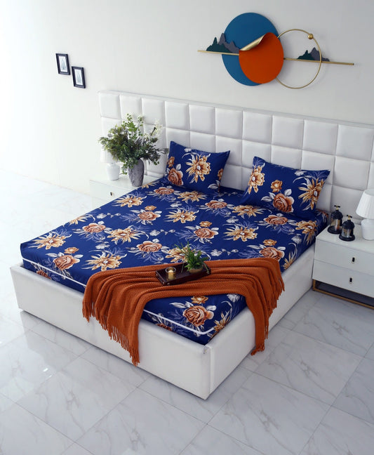 Zipper Mattress Cover Printed-Ethnic Flowers Protectors Apricot