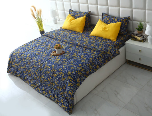 6 PCs Summer Comforter Set-Daffodil Bed Spread Apricot