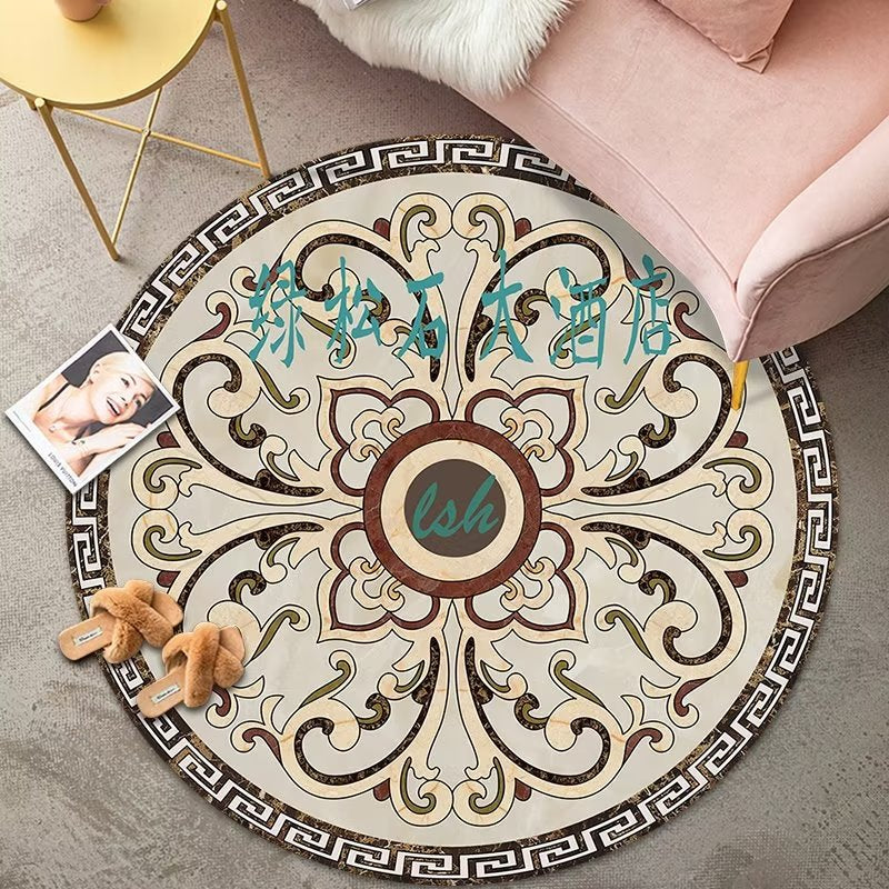 Living Room Rug Round-Marble Apricot