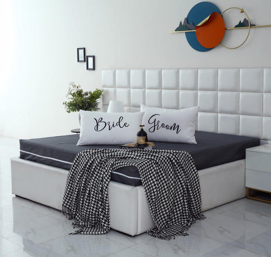 Zipper Mattress Cover Printed-Grey Texture Protectors Apricot