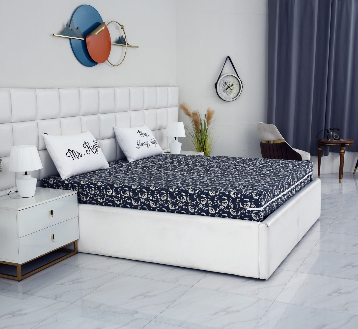 Zipper Mattress Cover Printed-Beige Flower Protectors Apricot