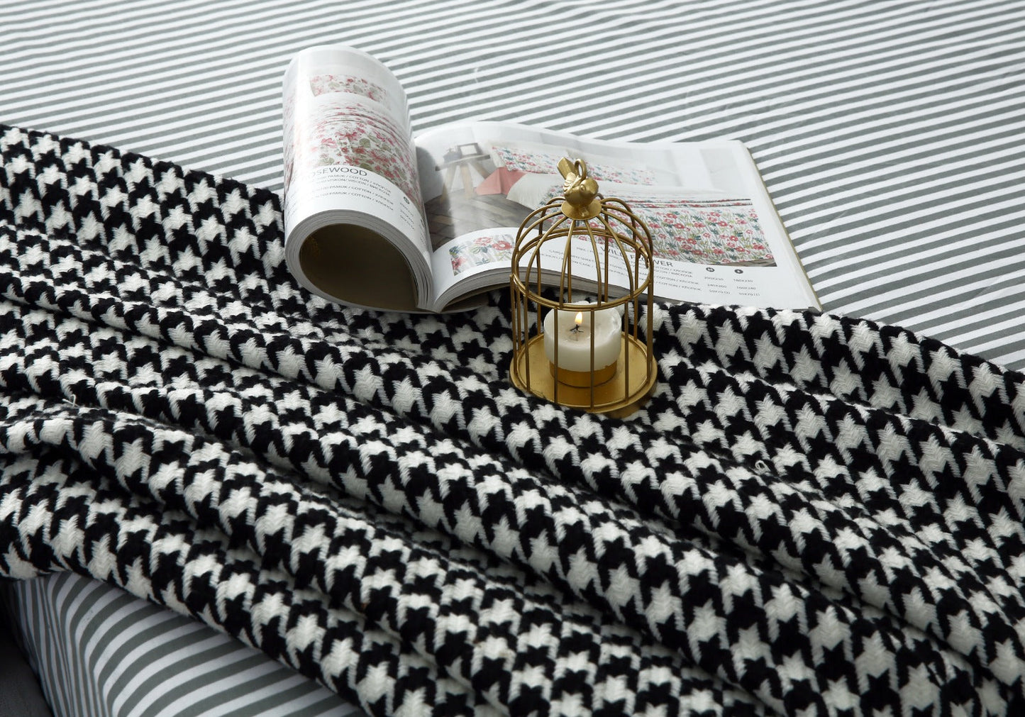 Zipper Mattress Cover Printed-Grey Stripes Protectors Apricot