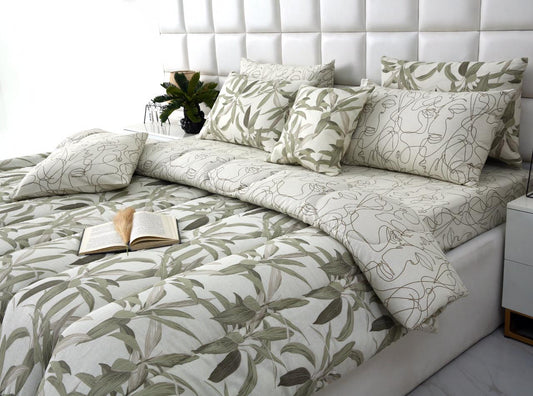 8 PCs Winter Comforter Set-Pine Comforters Apricot