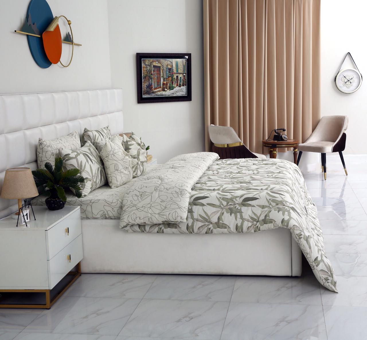 8 PCs Winter Comforter Set-Pine Comforters Apricot