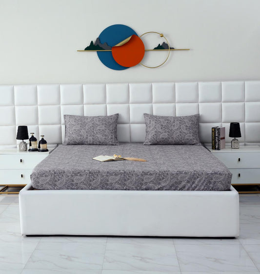 Fitted Bed Sheet-Paisley Fitted Sheets Apricot