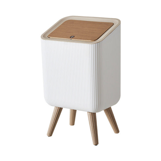 Indoor trash Bin With Wooden Feets-SA2408-109 Bathroom Accessory Sets Apricot