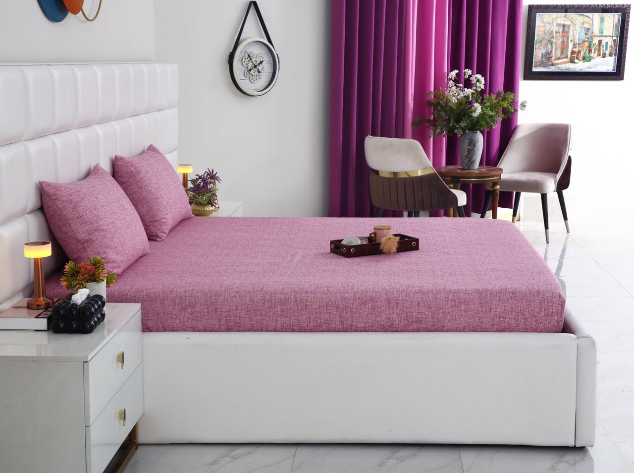 Fitted Bed Sheet-Pink Texture Fitted Sheets Apricot