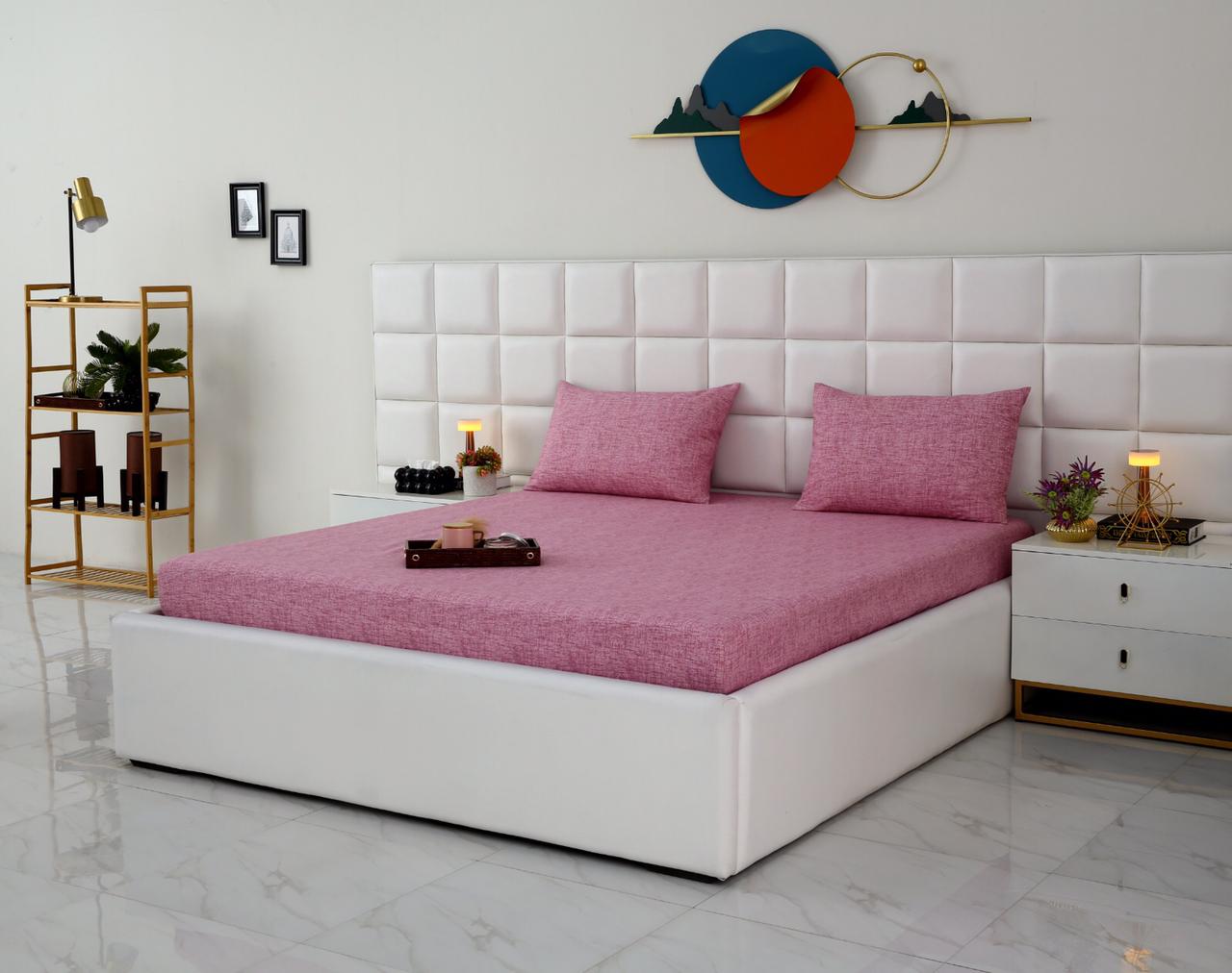 Fitted Bed Sheet-Pink Texture Fitted Sheets Apricot