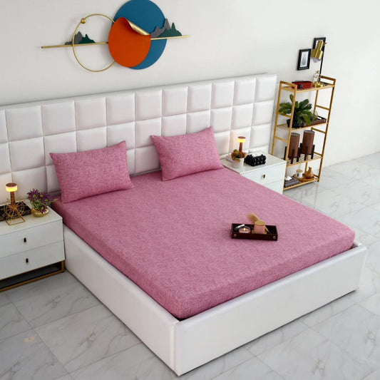 Fitted Bed Sheet-Pink Texture Fitted Sheets Apricot