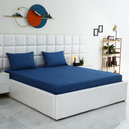 Fitted Bed Sheet-Blue Texture Fitted Sheets Apricot