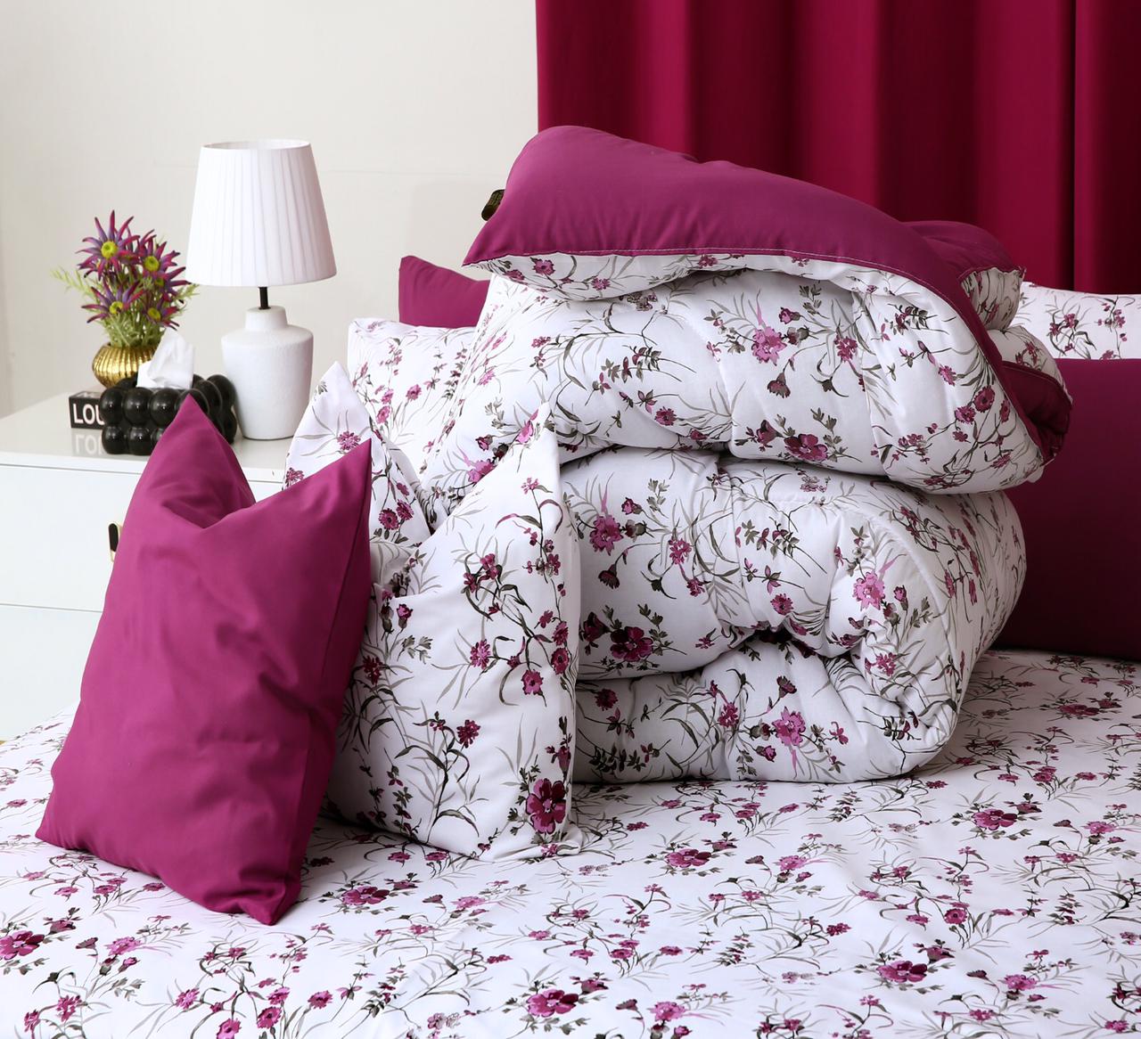 5 PCs Single Comforter Set-Plum Petals Comforters Apricot