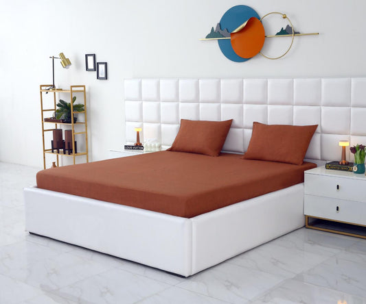 Fitted Bed Sheet-Brown Texture Fitted Sheets Apricot