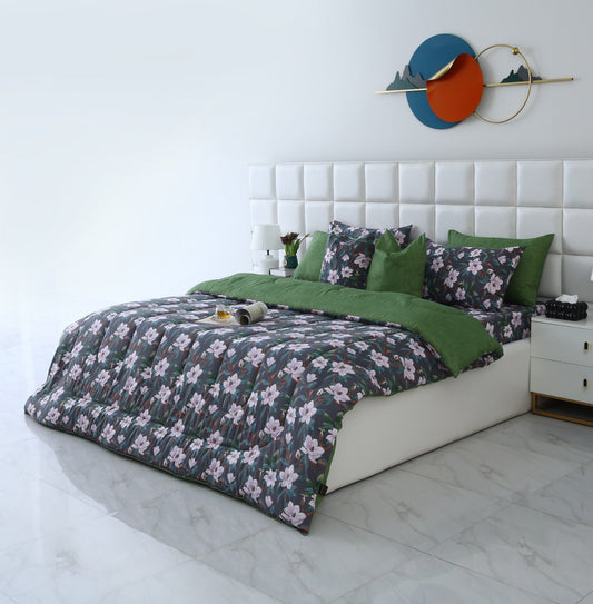 8 PCs Winter Razai Set-Snowy Petal Comforters Apricot