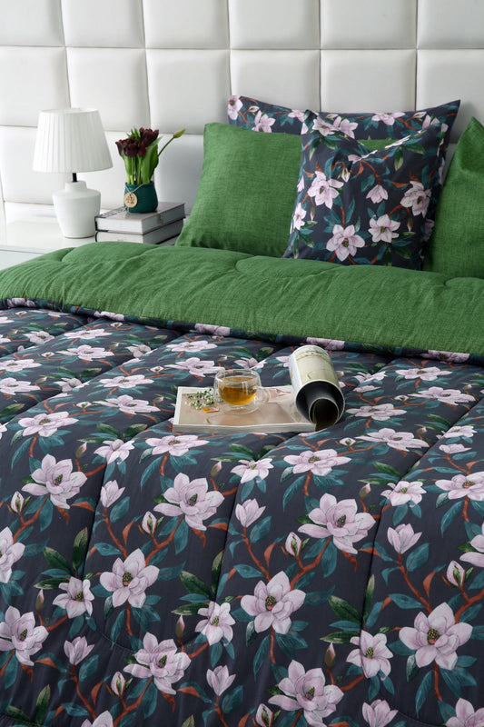 5 PCs Single Comforter Set-Snowy Petal Comforters Apricot