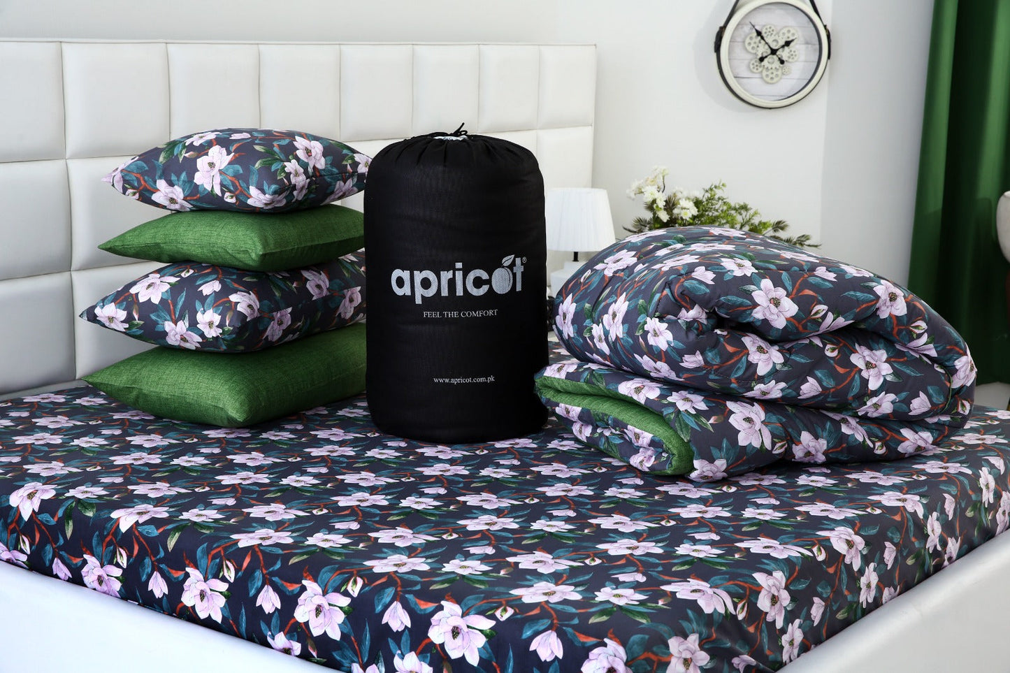 8 PCs Winter Razai Set-Snowy Petal Comforters Apricot