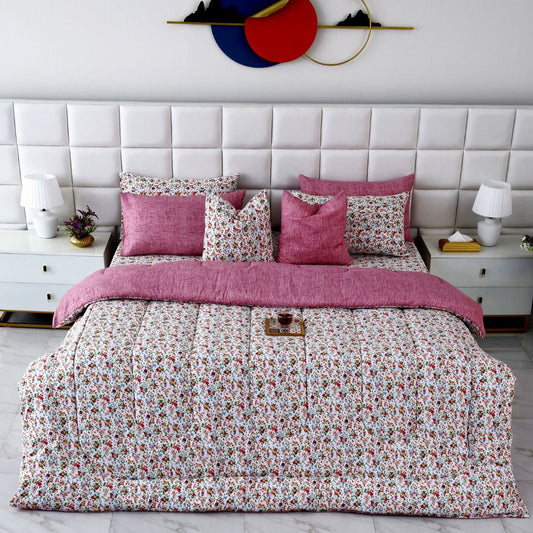 8 PCs Winter Razai Set-Azalea Comforters Apricot