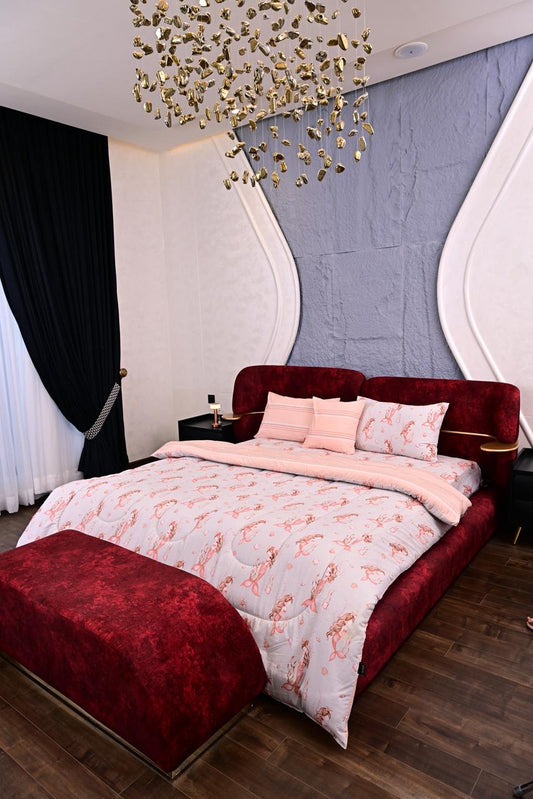 5 PCs Single Kids Comforter Set-Marmaid Comforters Apricot