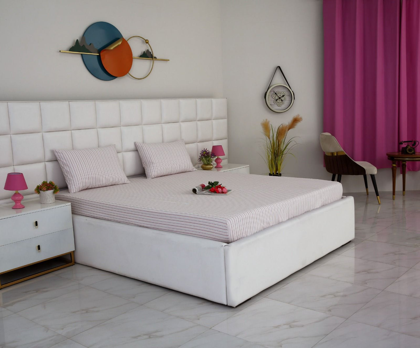 Fitted Bed Sheet-Pastel Stripes Fitted Sheets Apricot