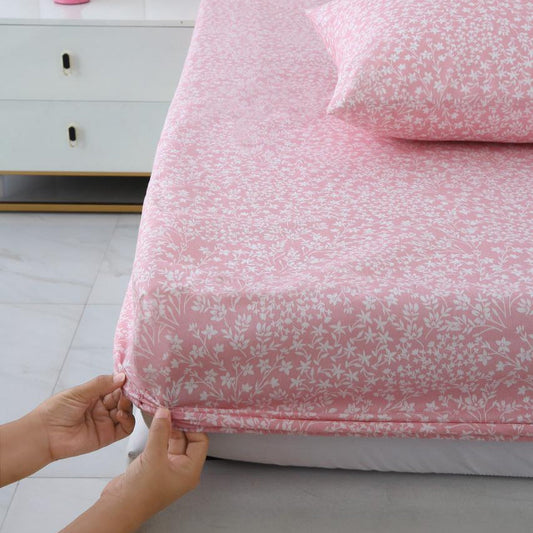 Fitted Bed Sheet-Pink Bloom Fitted Sheets Apricot