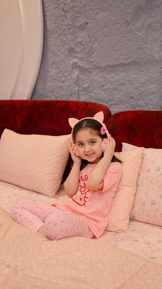 5 PCs Single Kids Comforter Set-Animal Gang Comforters Apricot