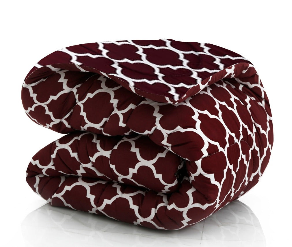 1 PC Double Winter Comforter-Plum Geometric Comforters Apricot