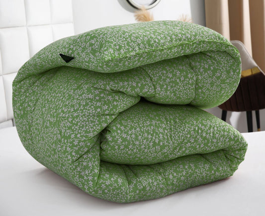 1 PC Double Winter Comforter-Green Bloom Comforters Apricot