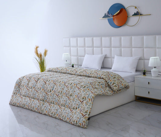 1 PC Double Winter Comforter-Botanical Charm Comforters Apricot