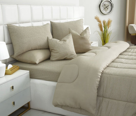 8 PCs Winter Razai Set- Opus Comforters Apricot