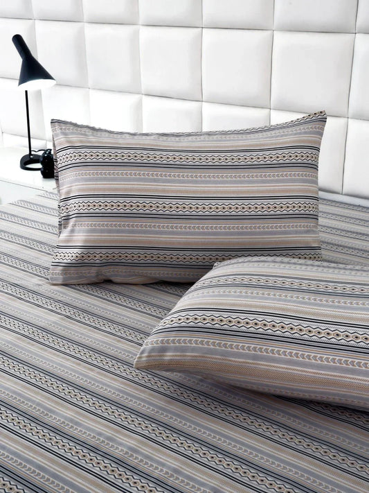 2Pcs Single Bed Sheet- Slate single bed sheet Apricot
