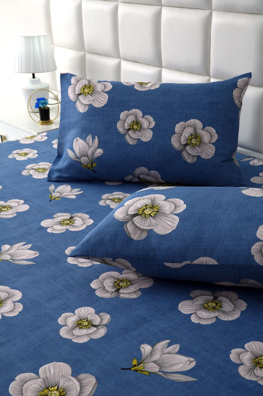 2Pcs Single Bed Sheet-White Orchid