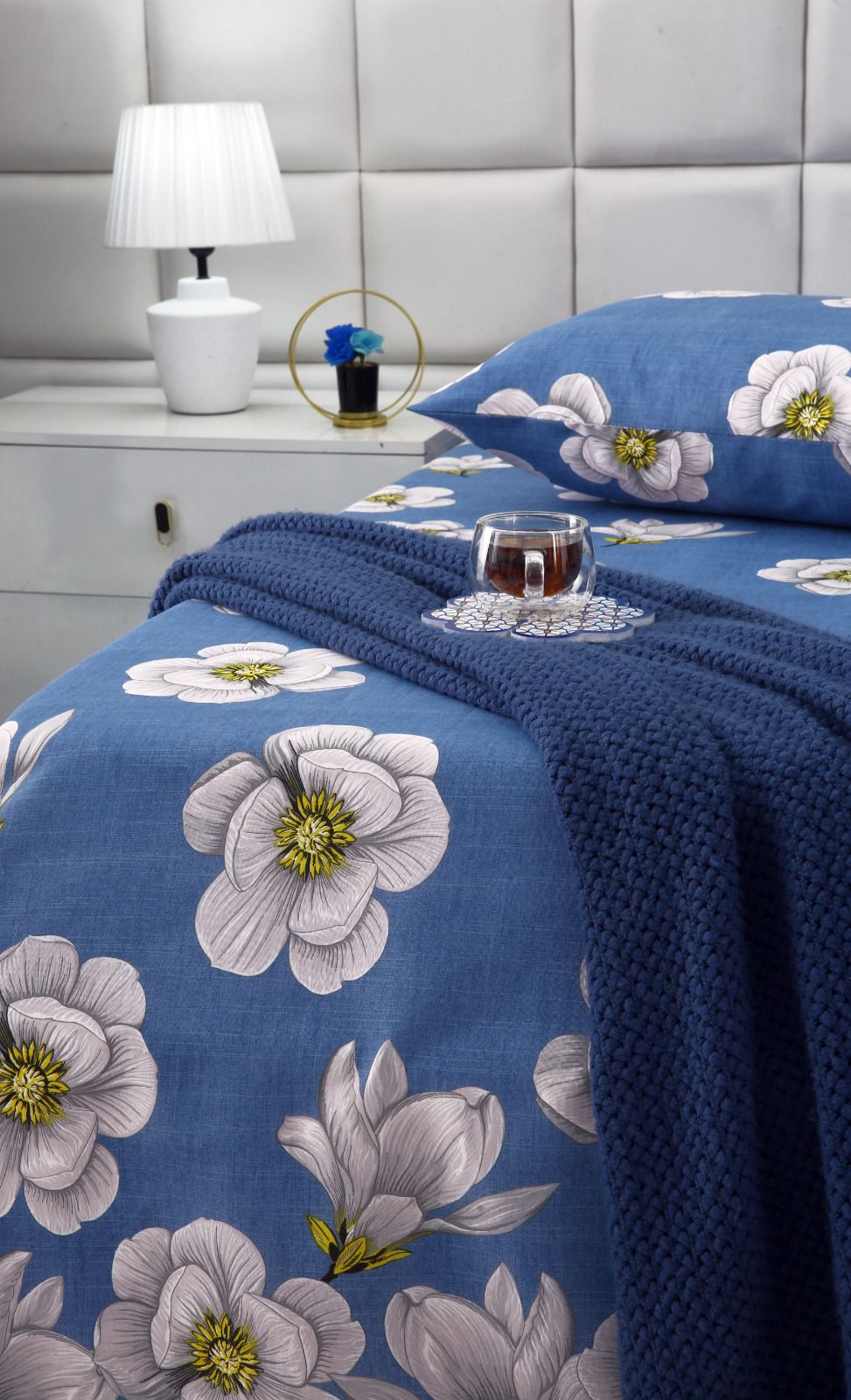 3 PCs Double Bed Sheet-White Orchid Bed Sheets Apricot