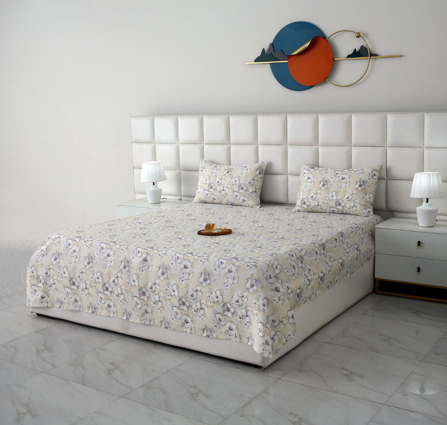 3 PCs Double Bed Sheet-Buttercup BED SHEET Apricot