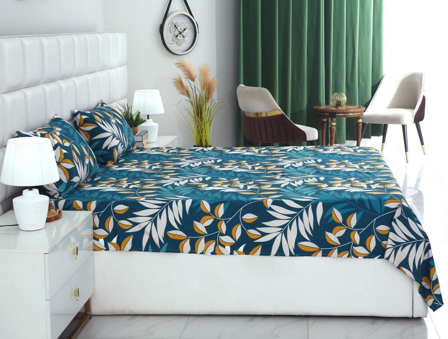 3 PCs Double Bed Sheet-Tropicals BED SHEET Apricot
