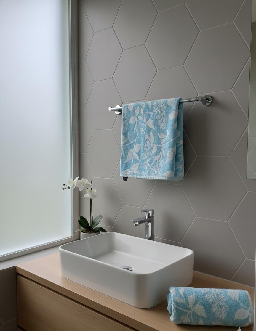 1 PC Bath Towel-Pastel Flower(Turqoiuse) Bath Towels & Washcloths Apricot