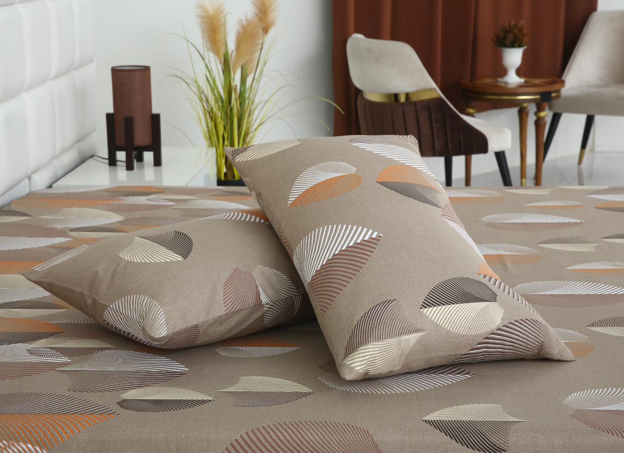 3 PCs Double Bed Sheet-DB-236 Bed Sheets Apricot